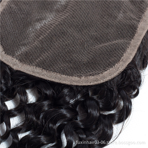 Xuchang fuxin products co 10a virgin deep wave wavy raw weave texture with closure cambodian curly hair